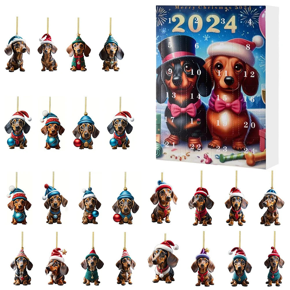 Dachshund Advent Calendar | 24-Day Christmas Countdown with Dog Ornaments VexonGear