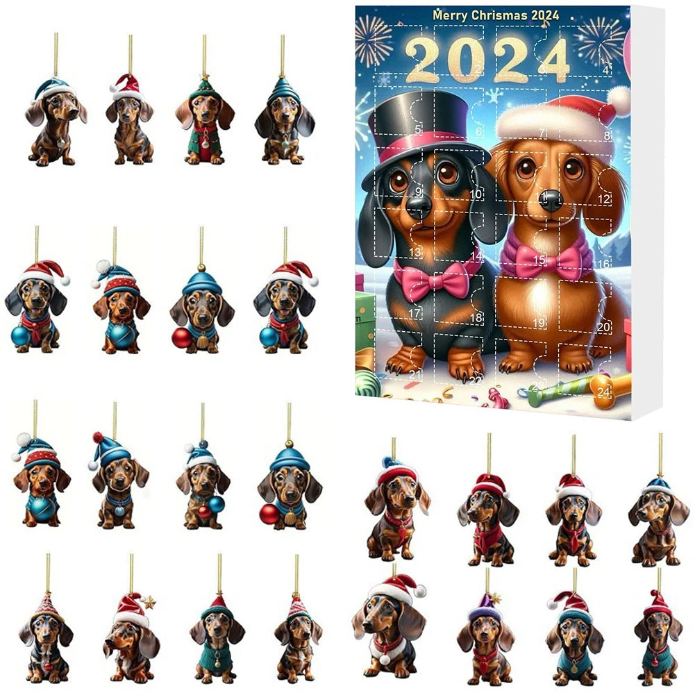 Dachshund Advent Calendar | 24-Day Christmas Countdown with Dog Ornaments VexonGear