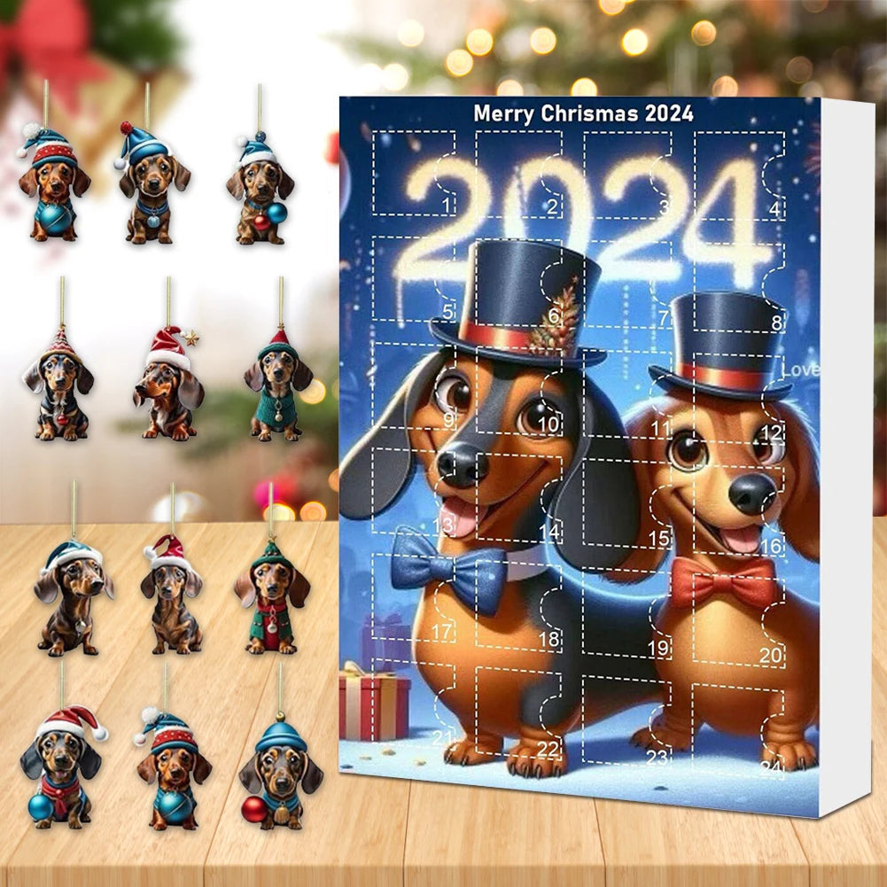 Dachshund Advent Calendar | 24-Day Christmas Countdown with Dog Ornaments VexonGear