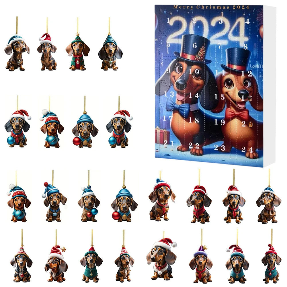 Dachshund Advent Calendar | 24-Day Christmas Countdown with Dog Ornaments VexonGear