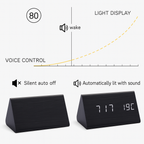 Digital alarm clock made of wood - LED display, voice control, adjustable brightness VexonGear
