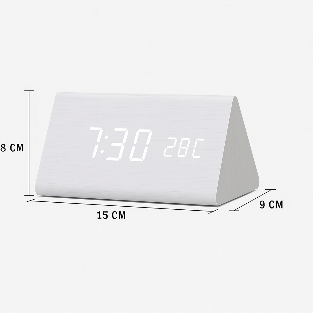Digital alarm clock made of wood - LED display, voice control, adjustable brightness VexonGear