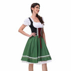 Traditional Dirndl Dress | Bavarian Green with Lace Trim VexonGear