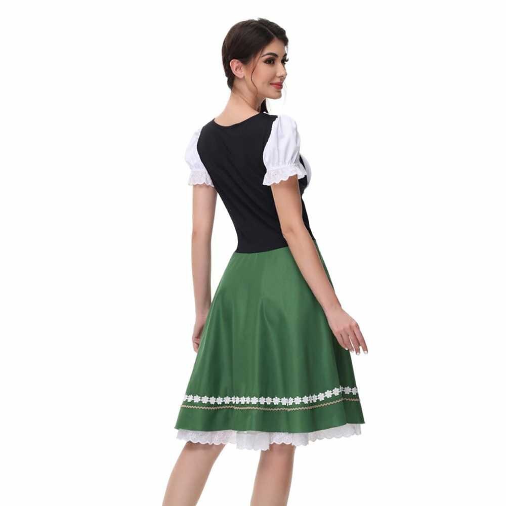 Traditional Dirndl Dress | Bavarian Green with Lace Trim VexonGear