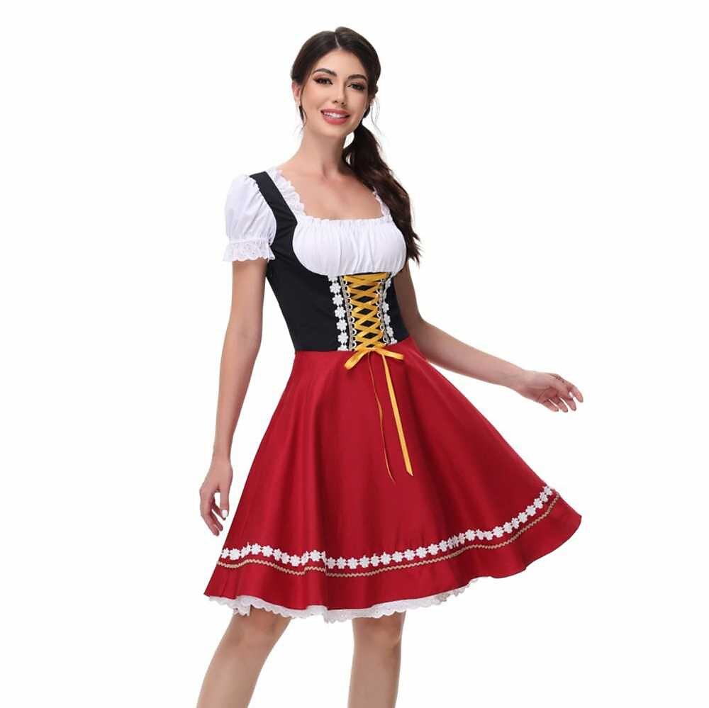 Traditional Dirndl Dress | Bavarian Green with Lace Trim VexonGear