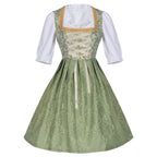 Traditional Dirndl Dress | Sage Green Brocade with Gold Trim VexonGear