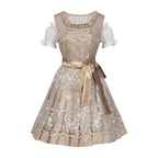 Traditional Dirndl Dress | Sage Green Brocade with Gold Trim VexonGear