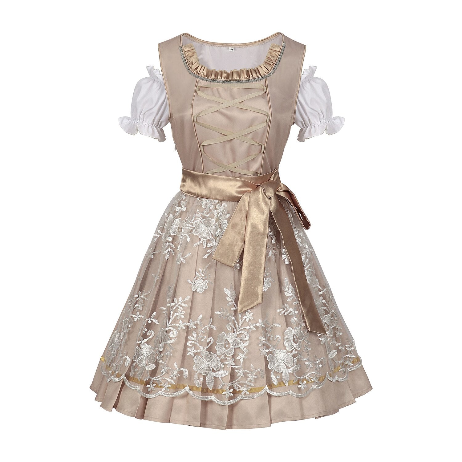 Traditional Dirndl Dress | Sage Green Brocade with Gold Trim VexonGear