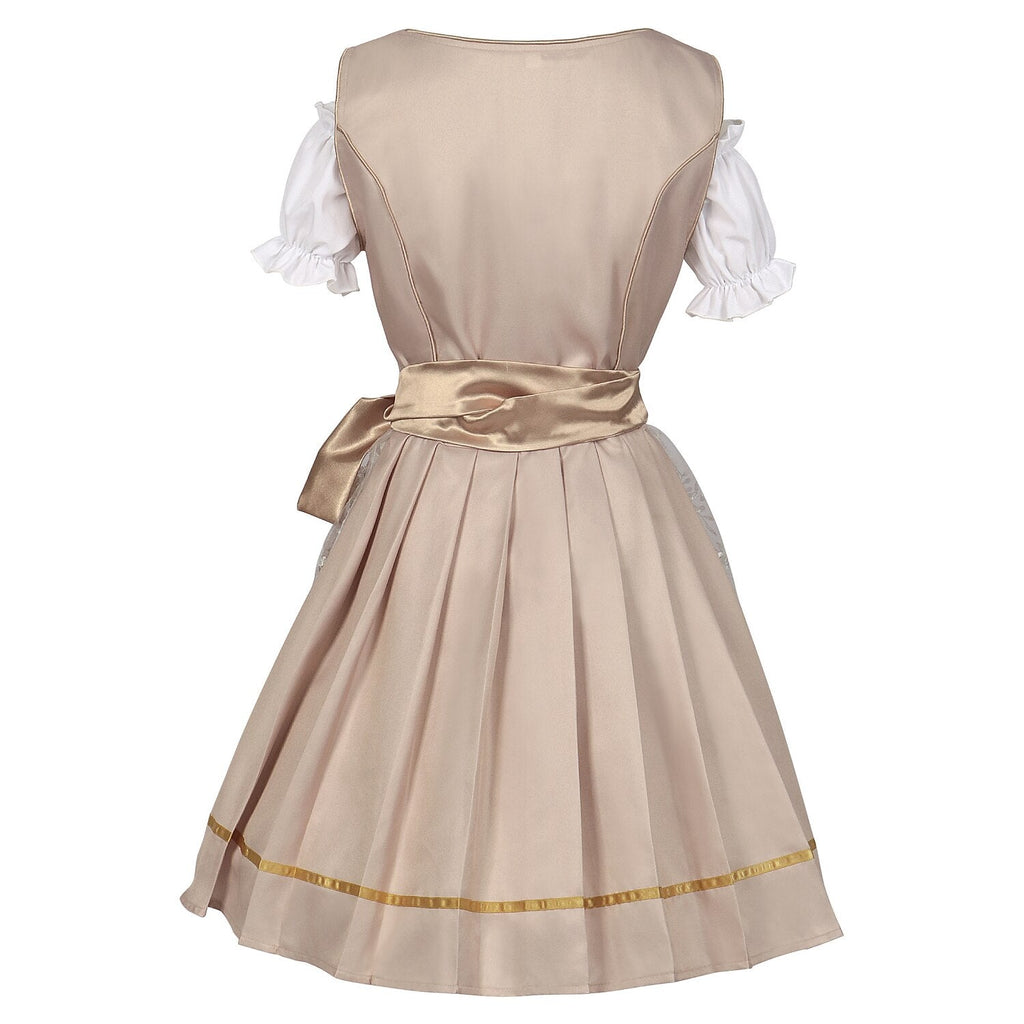 Traditional Dirndl Dress | Sage Green Brocade with Gold Trim VexonGear