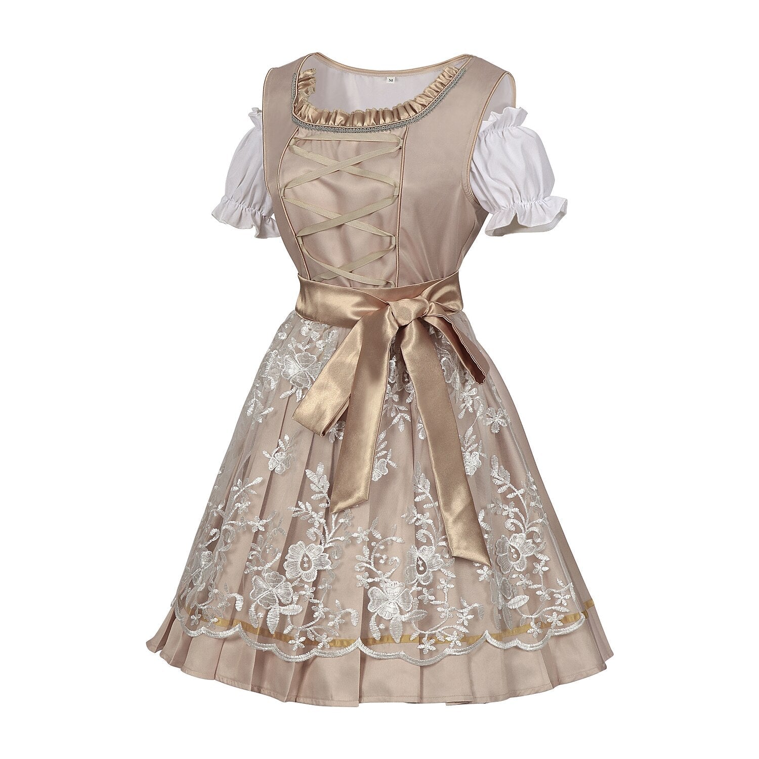 Traditional Dirndl Dress | Sage Green Brocade with Gold Trim VexonGear