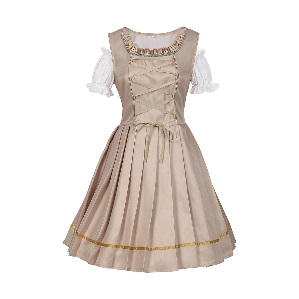 Traditional Dirndl Dress | Sage Green Brocade with Gold Trim VexonGear