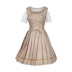 Traditional Dirndl Dress | Sage Green Brocade with Gold Trim VexonGear