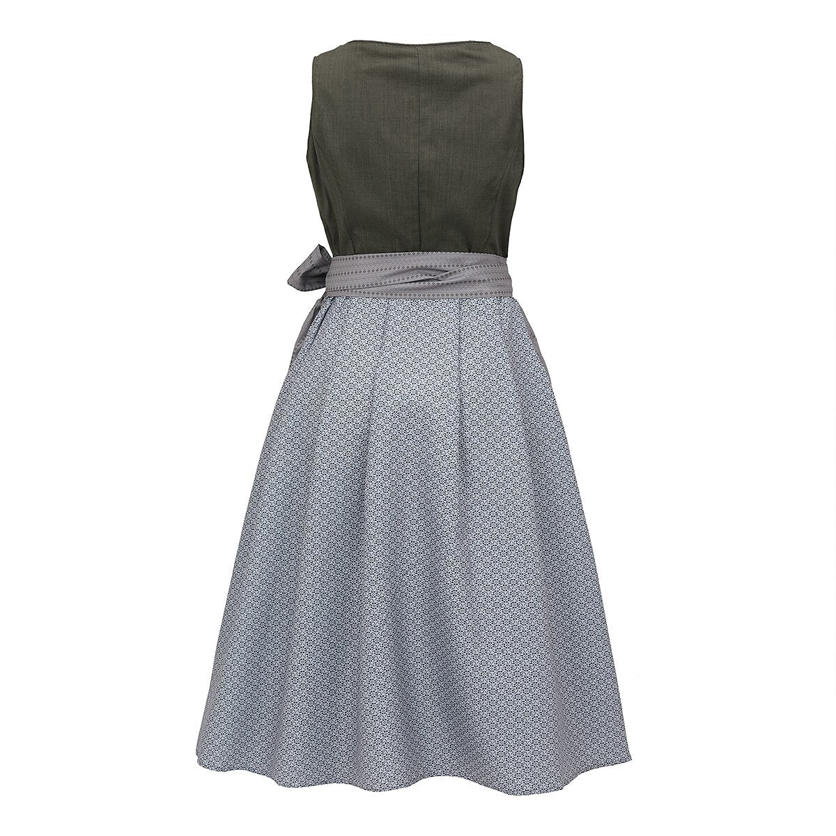 Traditional Dirndl Dress | Olive Green Bodice With Gray Apron VexonGear