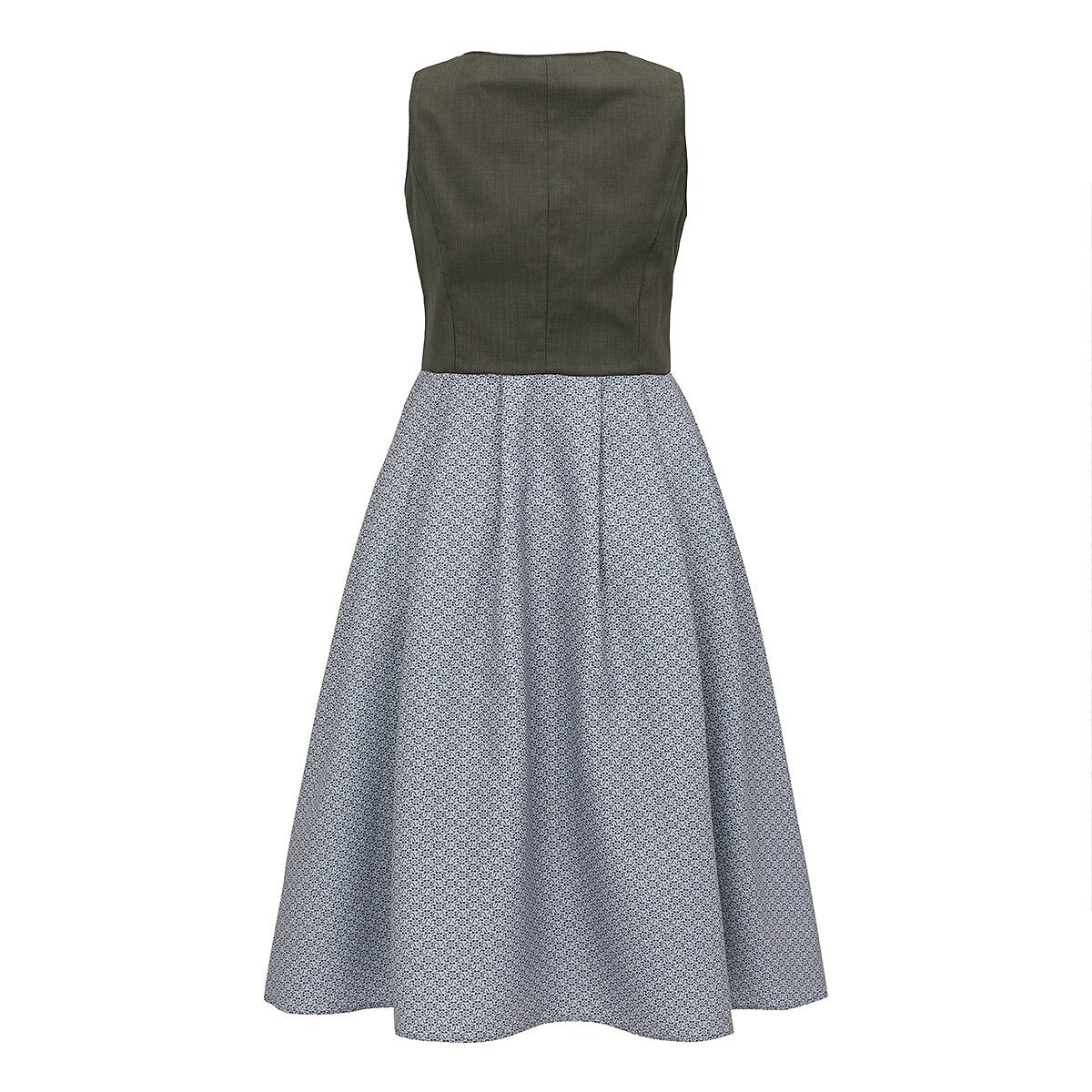 Traditional Dirndl Dress | Olive Green Bodice With Gray Apron VexonGear