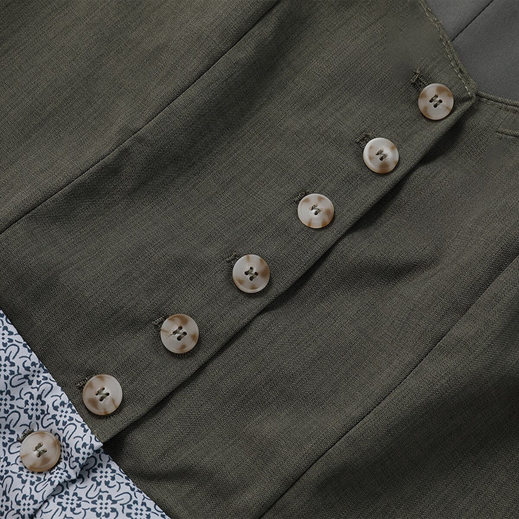 Traditional Dirndl Dress | Olive Green Bodice With Gray Apron VexonGear