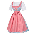 Traditional Dirndl Dress | Floral Pattern with Pink Apron Set VexonGear