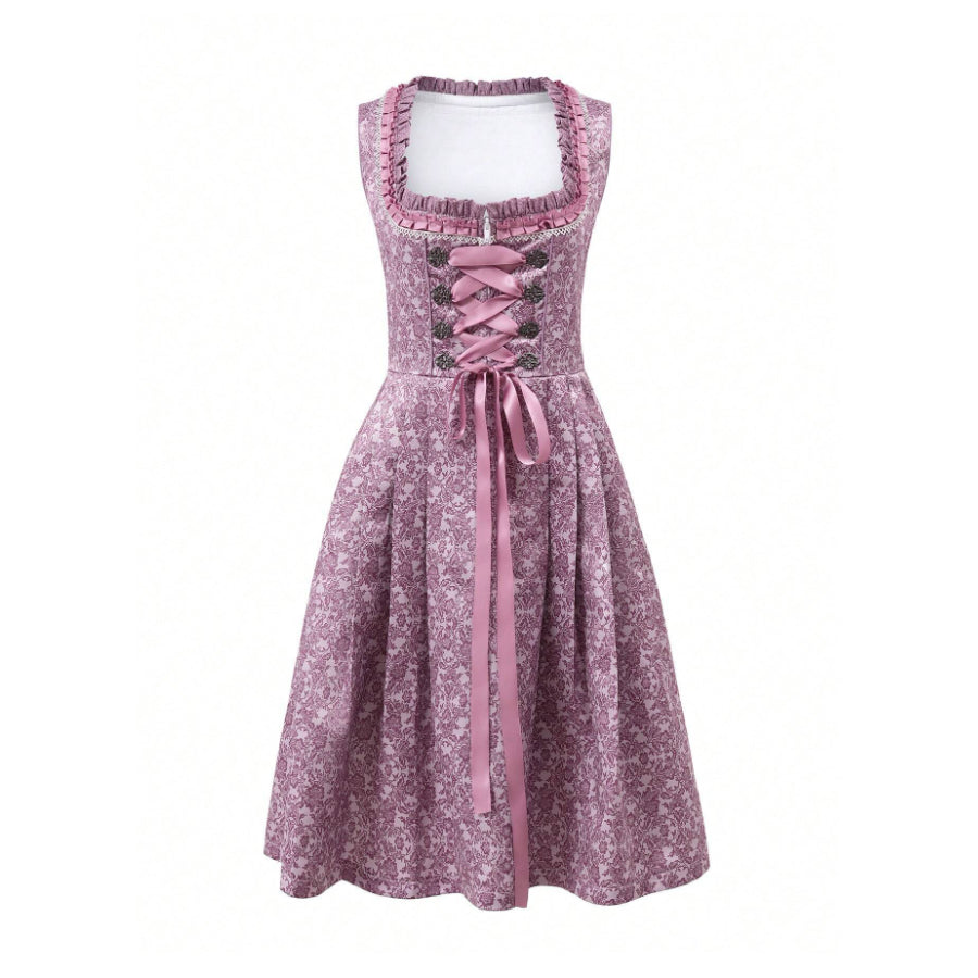 Traditional Dirndl Dress | Lace Trimmed Oktoberfest Costume VexonGear