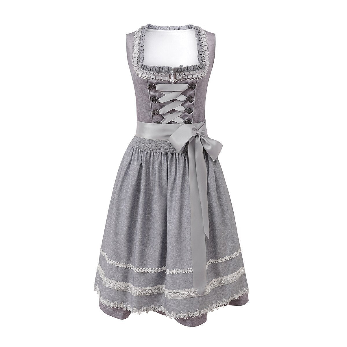 Traditional Dirndl Dress | Lace Trimmed Oktoberfest Costume VexonGear