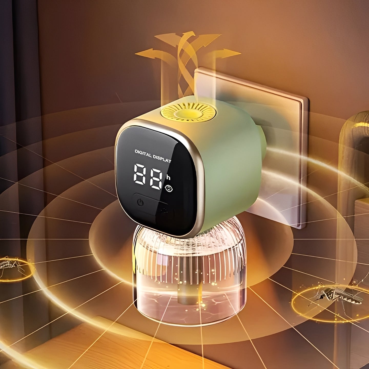 Electric Plug-In Pest Deterrent with Customizable LED Timer and Low-Noise Operation for Indoor Use