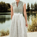 Traditional Dirndl Dress | Sage Green with Lace Apron VexonGear