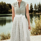 Traditional Dirndl Dress | Sage Green with Lace Apron VexonGear