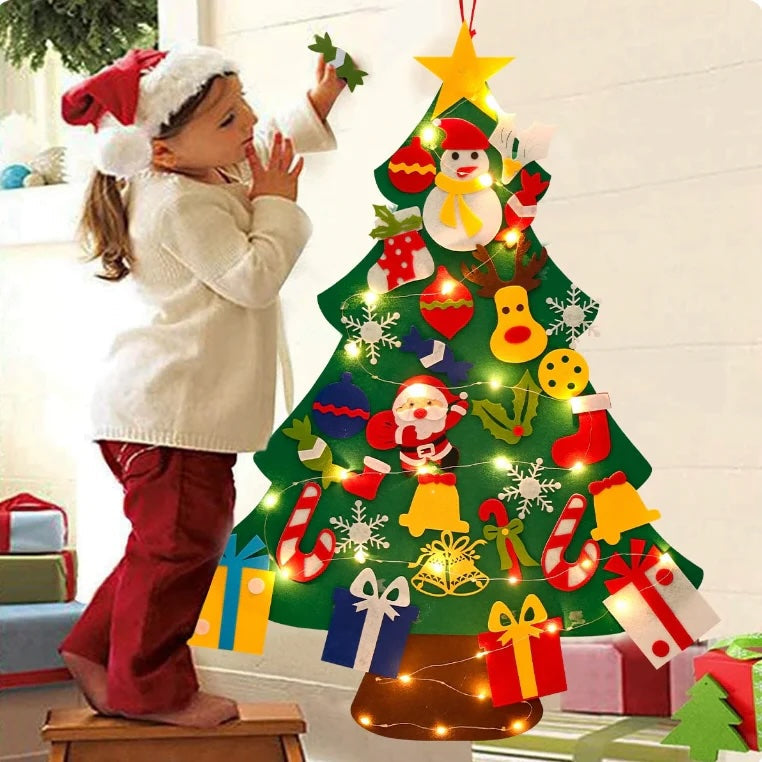 Interactive Felt Christmas Tree | Wall Mount with LED Lights VexonGear