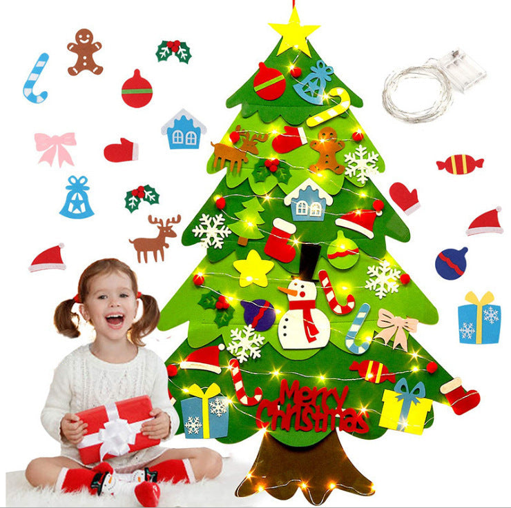 Interactive Felt Christmas Tree | Wall Mount with LED Lights VexonGear