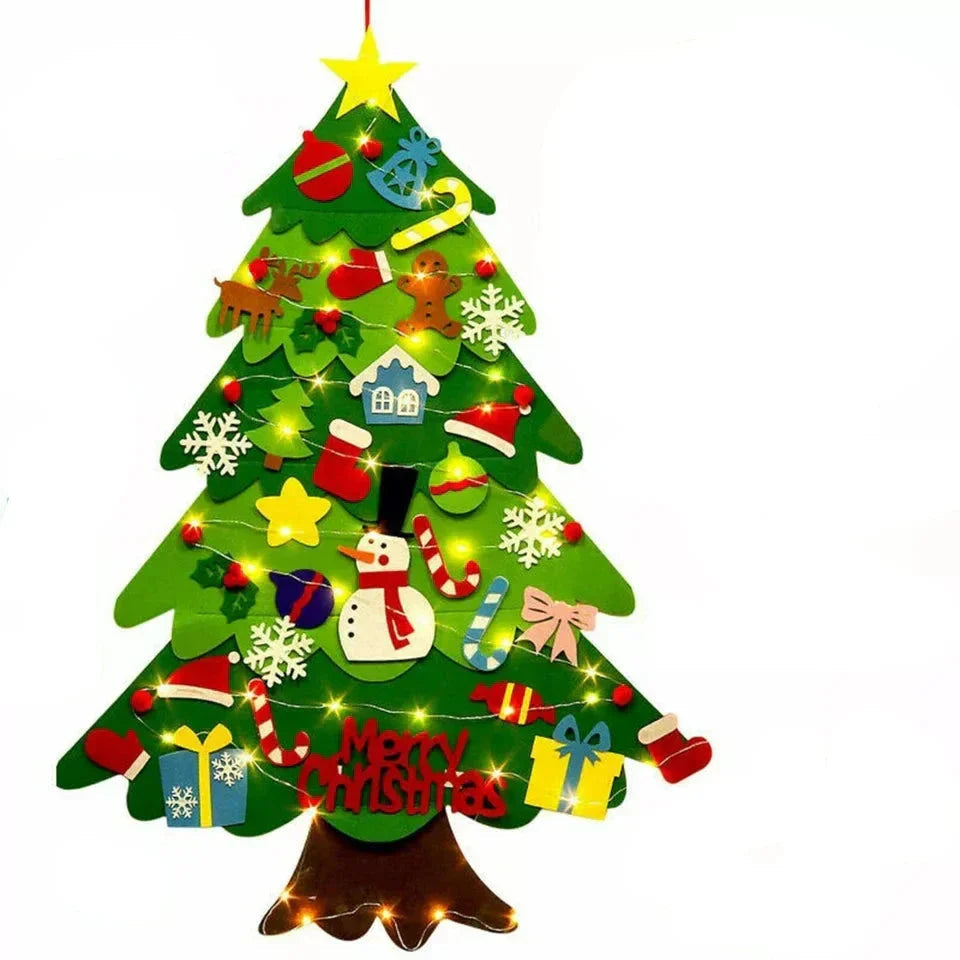 Interactive Felt Christmas Tree | Wall Mount with LED Lights VexonGear