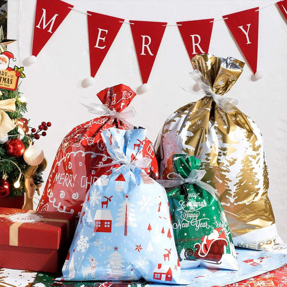 Christmas Gift Bags | Reusable Foil Holiday Wrapping Set VexonGear