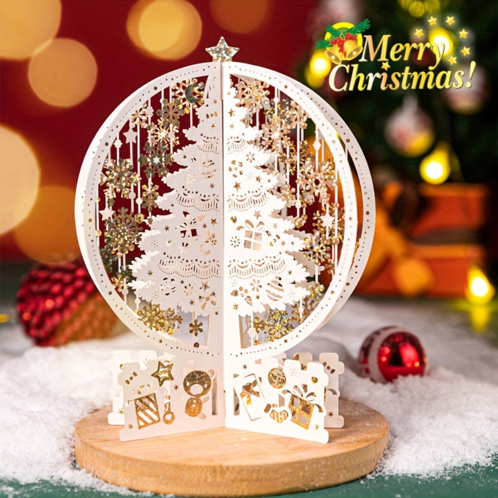 3D Pop-Up Christmas Card | Laser Cut Paper Tree Display VexonGear