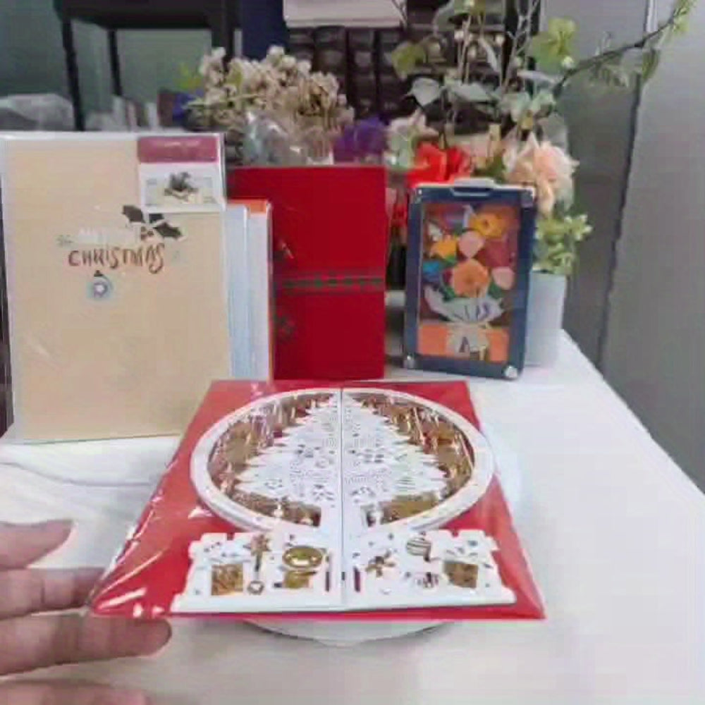 3D Pop-Up Christmas Card | Laser Cut Paper Tree Display VexonGear