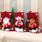 Christmas Stockings Set | Red Fabric Santa Snowman Reindeer Design VexonGear