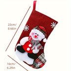 Christmas Stockings Set | Red Fabric Santa Snowman Reindeer Design VexonGear