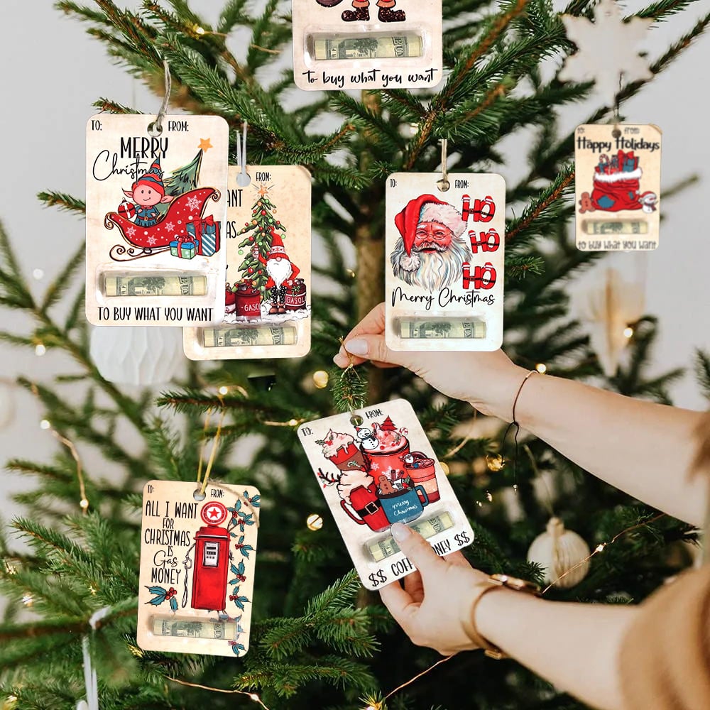 Christmas Money Holder Cards | Wooden Holiday Gift Tags VexonGear