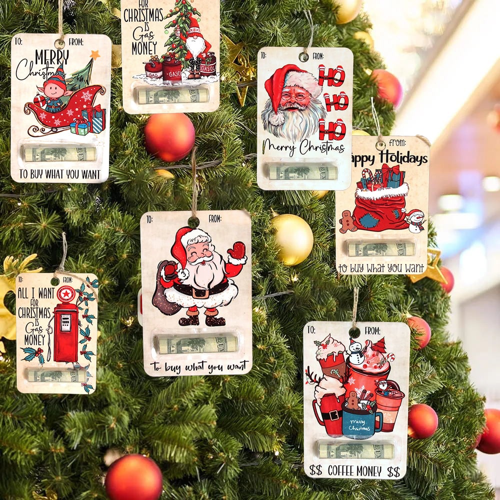 Christmas Money Holder Cards | Wooden Holiday Gift Tags VexonGear