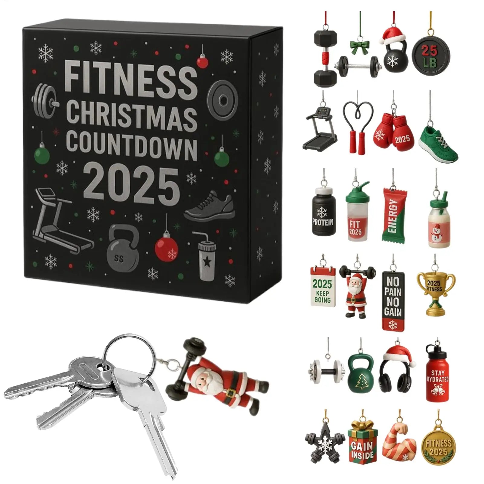 Fitness Christmas Advent Calendar | 24-Day Workout Countdown Ornaments VexonGear