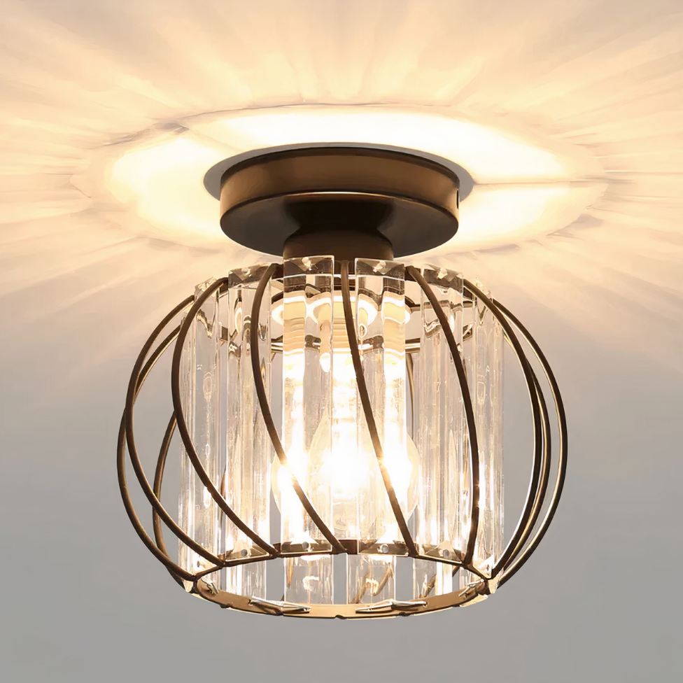 Flush Mount Ceiling Light, Glass Shade, E27 Fitting, Single Light VexonGear