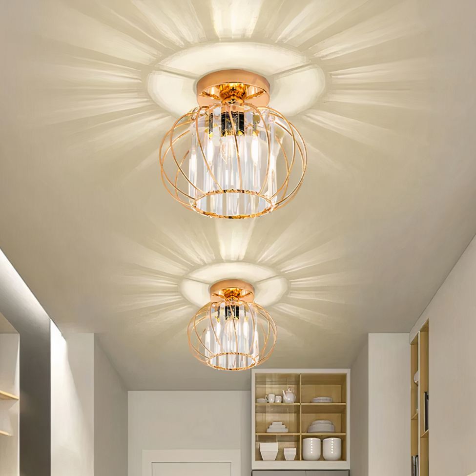 Flush Mount Ceiling Light, Glass Shade, E27 Fitting, Single Light VexonGear