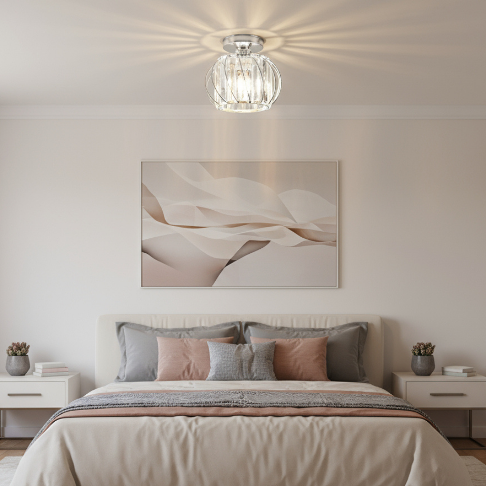 Flush Mount Ceiling Light, Glass Shade, E27 Fitting, Single Light VexonGear