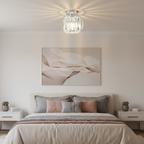 Flush Mount Ceiling Light, Glass Shade, E27 Fitting, Single Light VexonGear