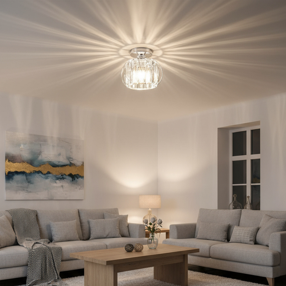 Flush Mount Ceiling Light, Glass Shade, E27 Fitting, Single Light VexonGear