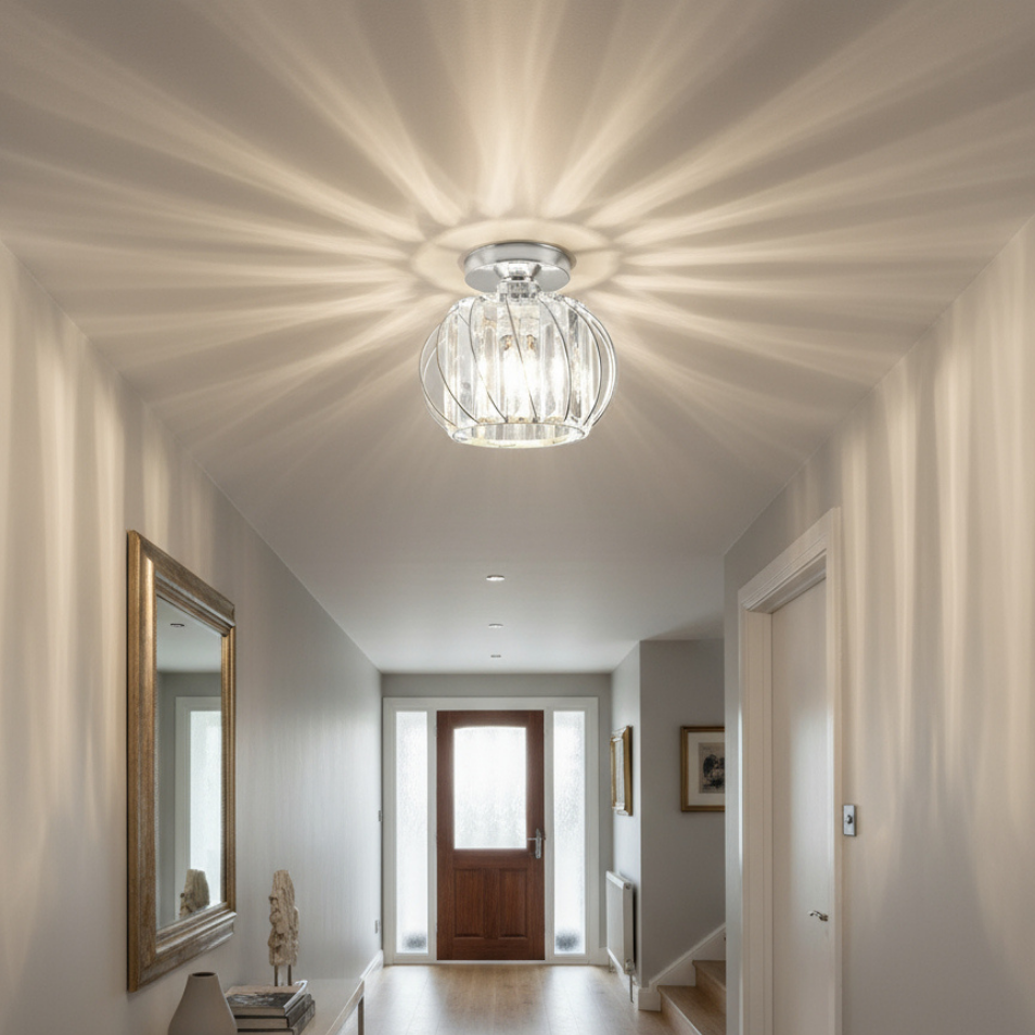 Flush Mount Ceiling Light, Glass Shade, E27 Fitting, Single Light VexonGear