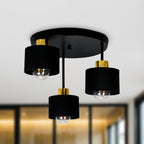 Ceiling Lamp 3 Light E27 Steel Frame Black and Gold Modern Industrial VexonGear