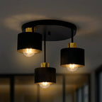Ceiling Lamp 3 Light E27 Steel Frame Black and Gold Modern Industrial VexonGear