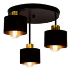 Ceiling Lamp 3 Light E27 Steel Frame Black and Gold Modern Industrial VexonGear