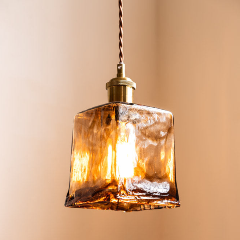 Flush Mount Ceiling Light Blown Dark Brown Square Design VexonGear