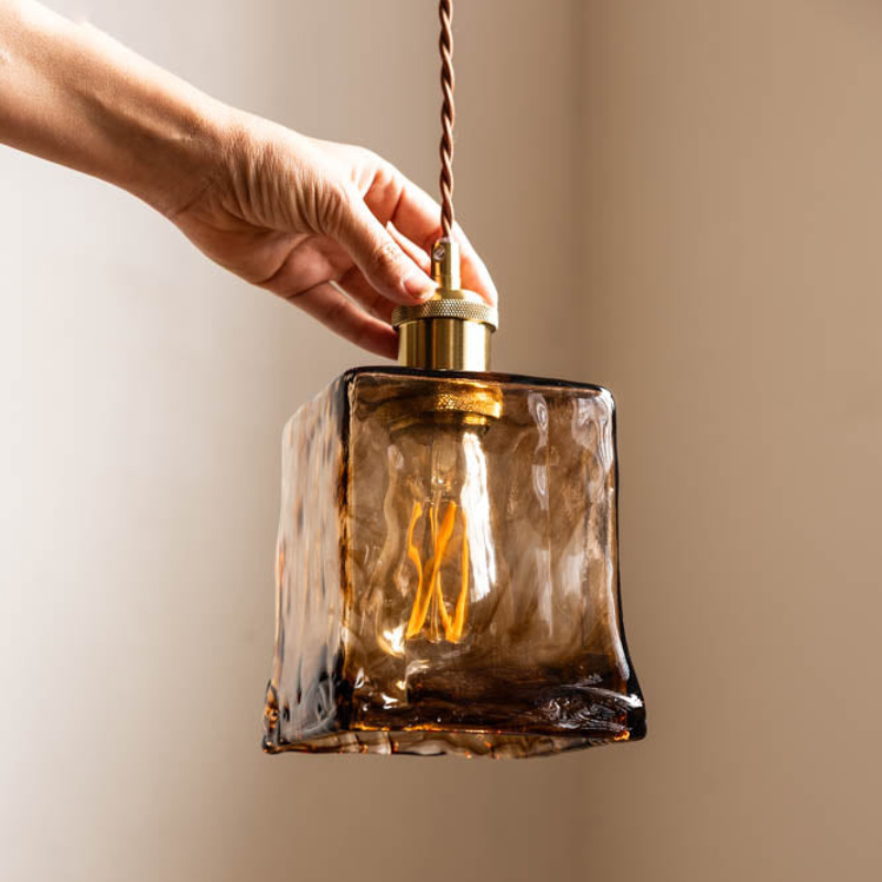 Flush Mount Ceiling Light Blown Dark Brown Square Design VexonGear