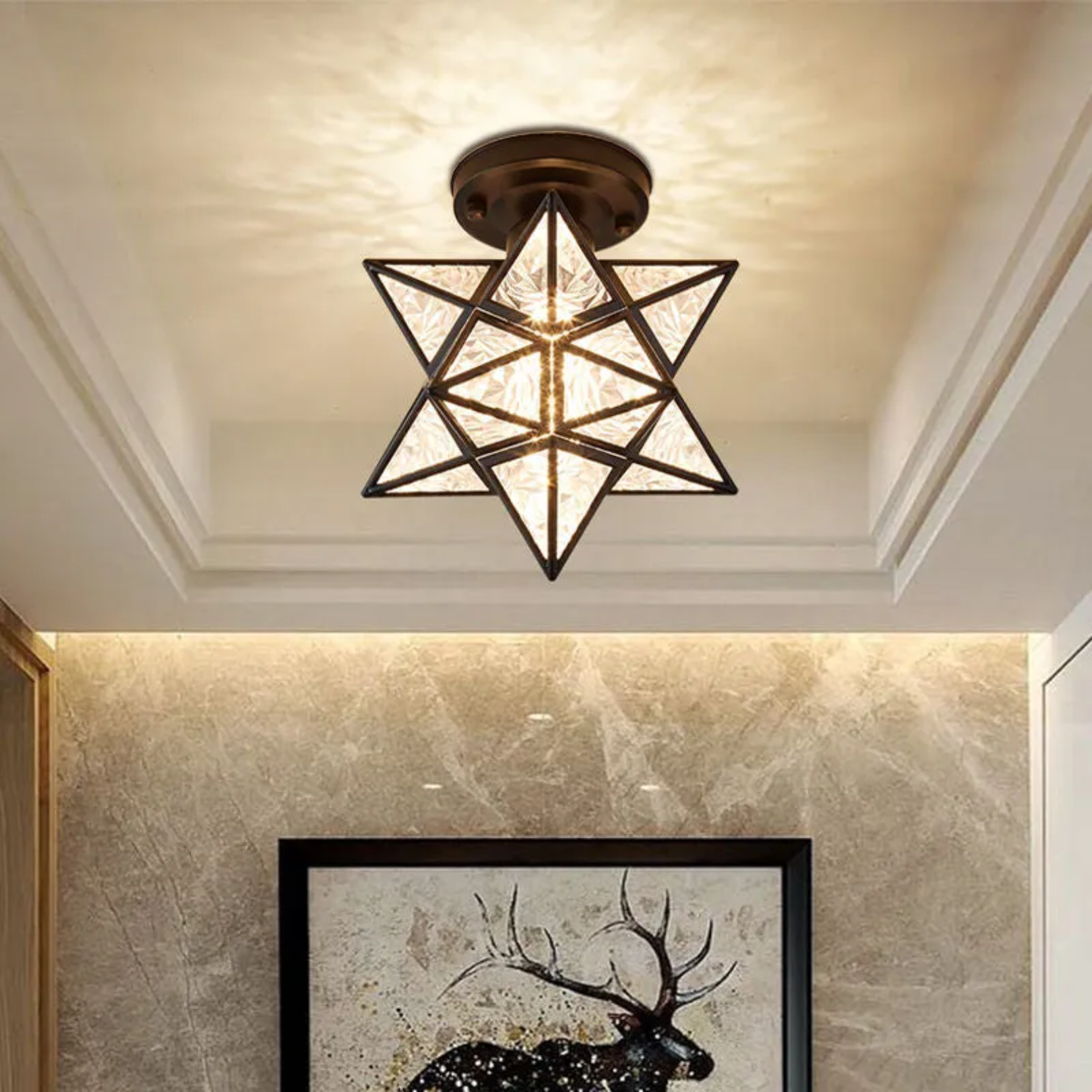 Flush Mount Ceiling Light Iron PVC 20 cm Star Shape Integrated LED 3000K 110 to 220V VexonGear