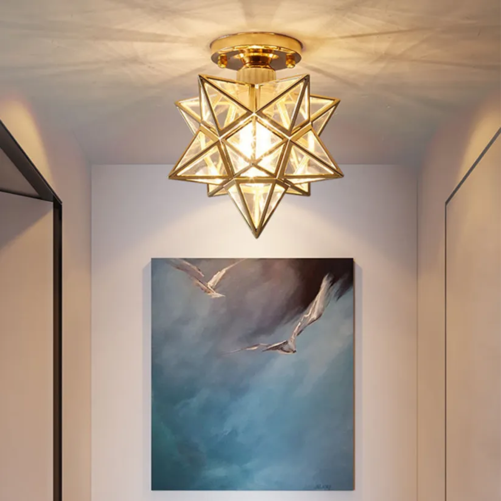 Flush Mount Ceiling Light Iron PVC 20 cm Star Shape Integrated LED 3000K 110 to 220V VexonGear