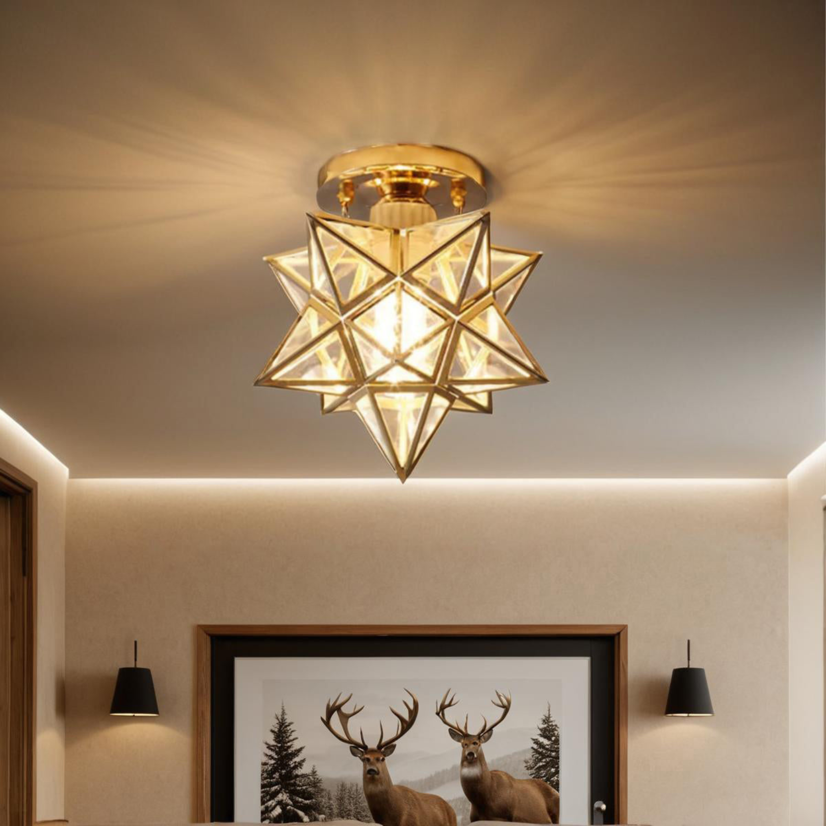 Flush Mount Ceiling Light Iron PVC 20 cm Star Shape Integrated LED 3000K 110 to 220V VexonGear